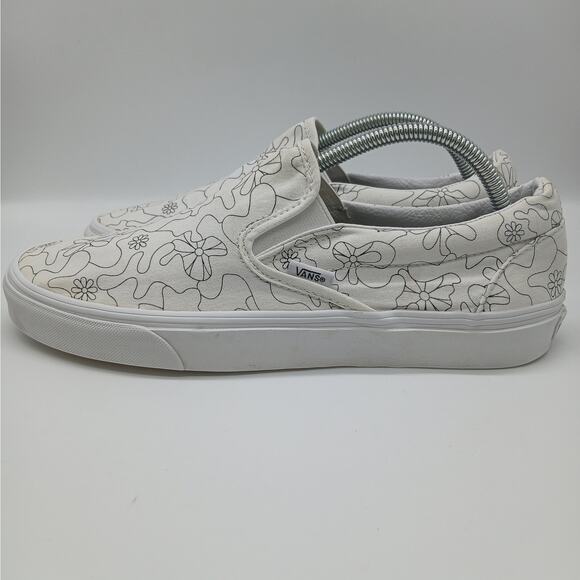 Vans Unisex Slip on U Paint Camo Daisy Skate Shoes White Black Size M10.5/W12.0 - Picture 5 of 11